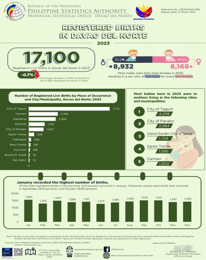 2023 Registered Births in Davao del Norte