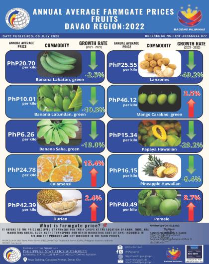 2022 Davao Region Annual Average Farmgate Prices Fruits