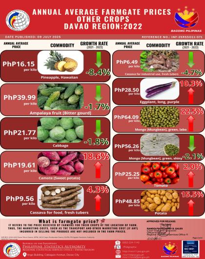 2022 Davao Region Annual Average Farmgate Prices Other Crops