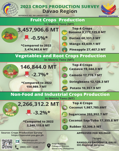 Infographics 2023 Crops Production Survey, Davao Region