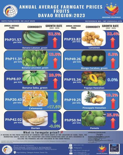 2023 Davao Region Annual Average Farmgate Prices Fruits